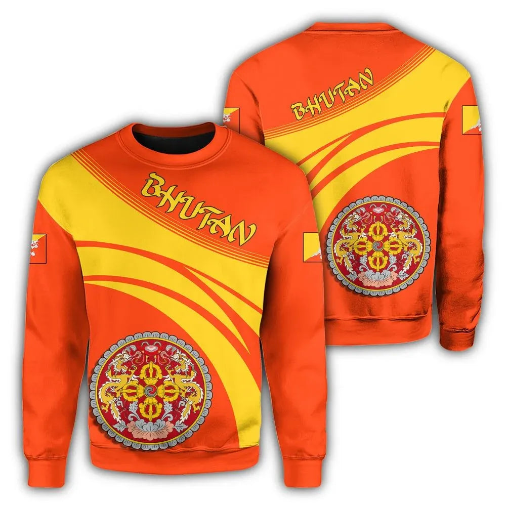 Bhutan Coat Of Arms Sweatshirt Cricket Style RLT6 - Wonder Print Shop