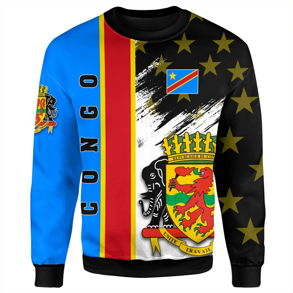 Congo Coat Of Arms Sweatshirt Flag Style RLT13 - Wonder Print Shop