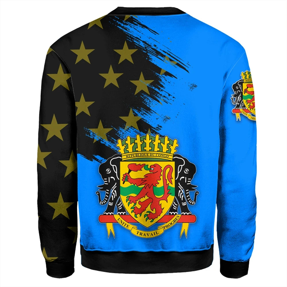Congo Coat Of Arms Sweatshirt Flag Style RLT13 - Wonder Print Shop