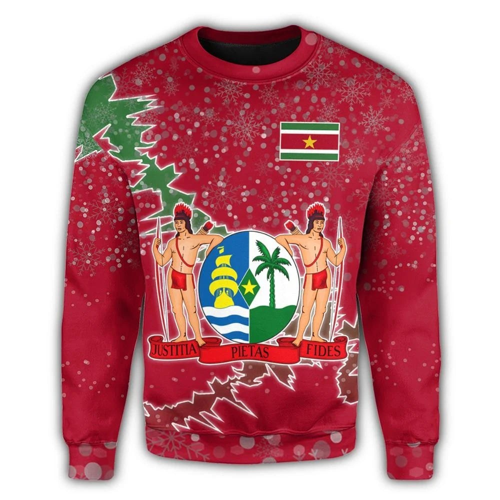 Suriname Christmas Coat Of Arms Sweatshirt X Style RLT7 - Wonder Print Shop
