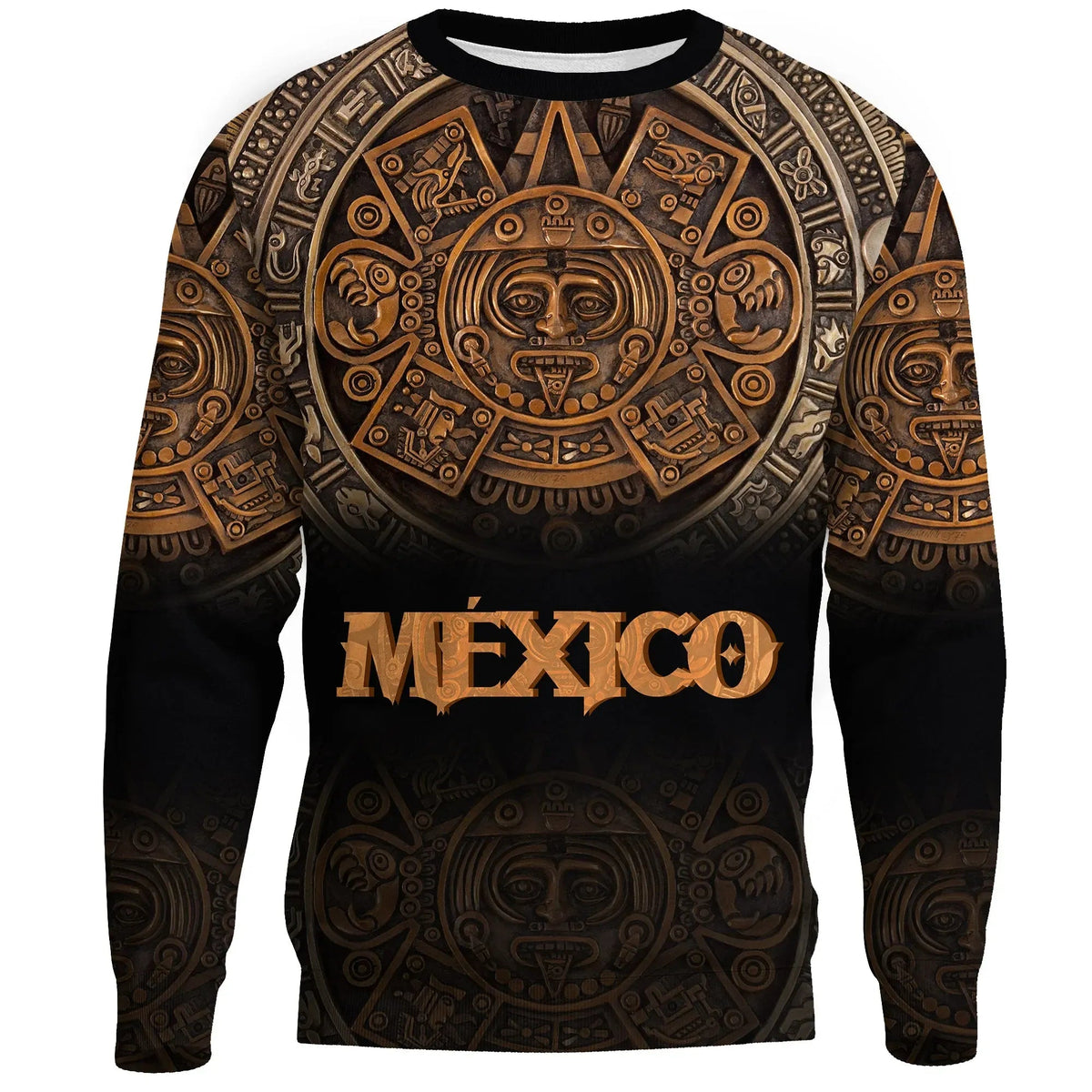 Mexico Aztec Sweatshirt The Ancient Aztec Calendar RLT13 - Wonder Print Shop