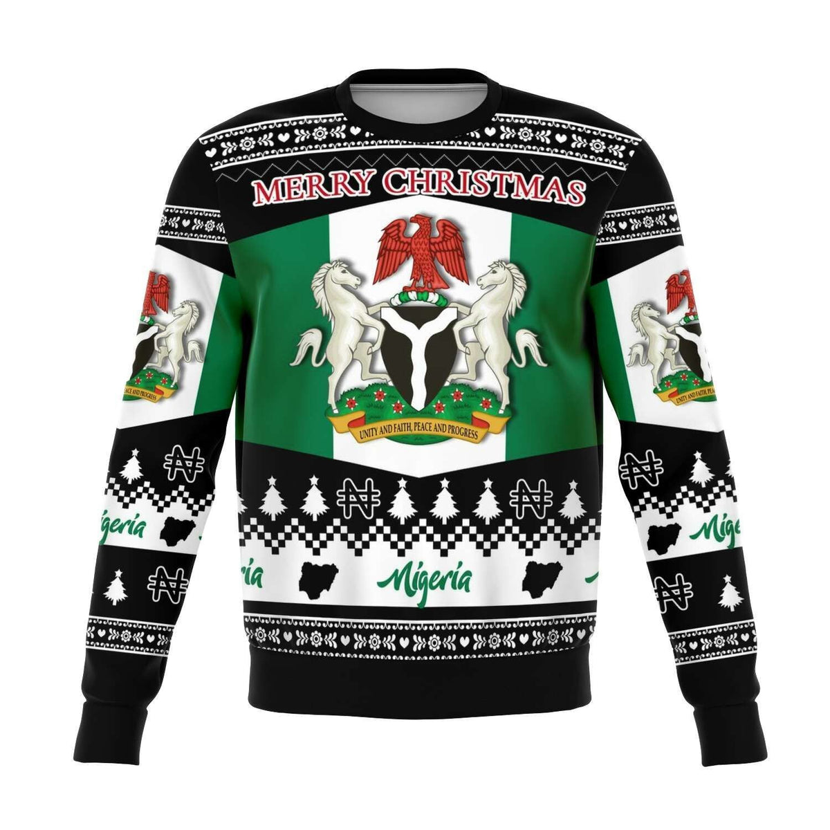 Nigeria Christmas Sweatshirt, Black RLT8 - Wonder Print Shop