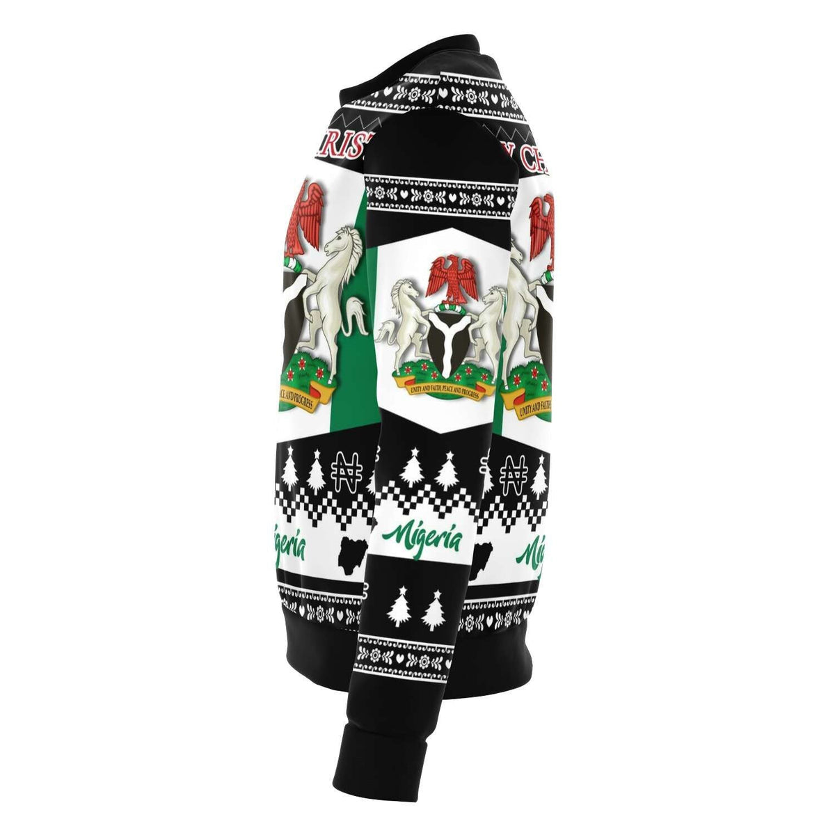 Nigeria Christmas Sweatshirt, Black RLT8 - Wonder Print Shop