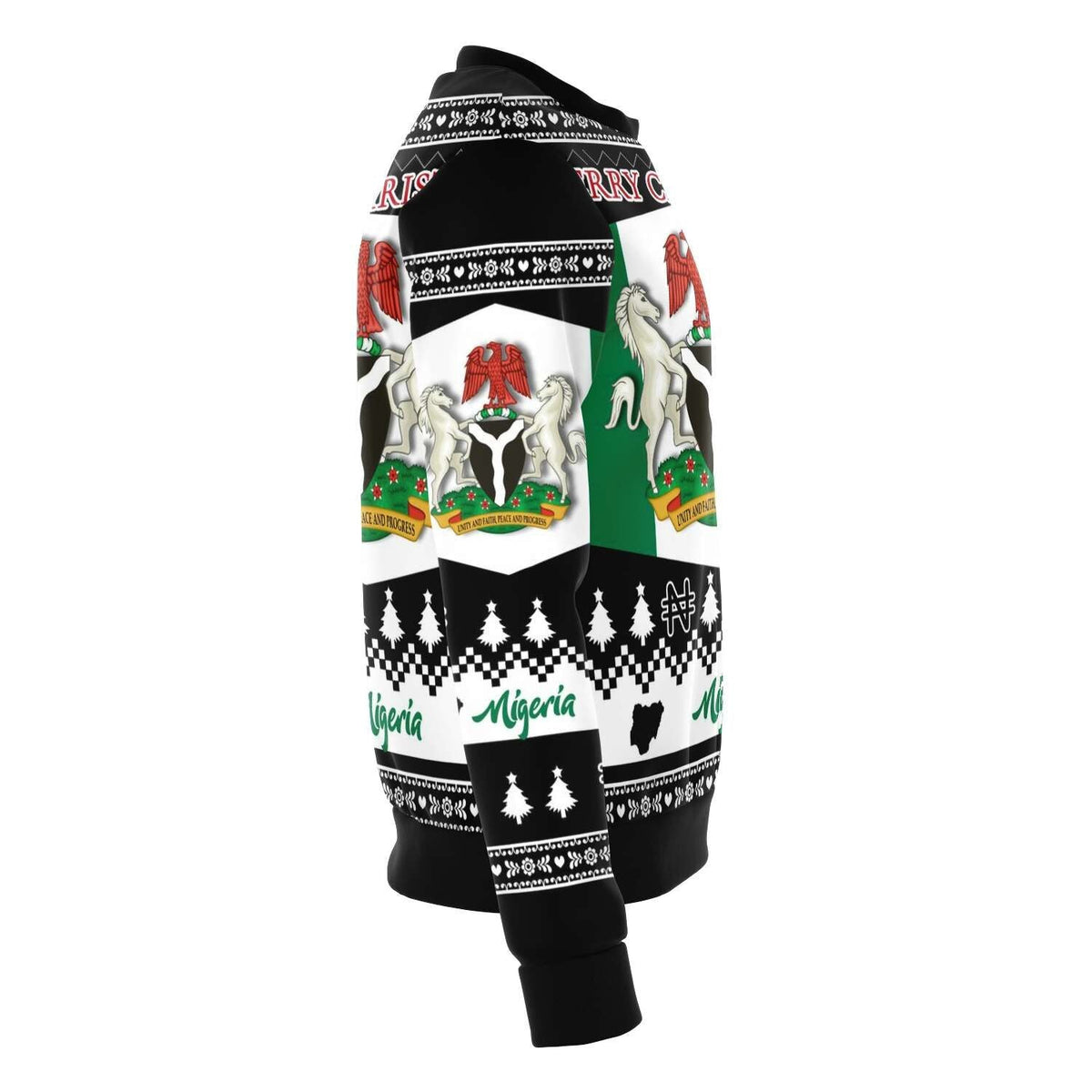 Nigeria Christmas Sweatshirt, Black RLT8 - Wonder Print Shop