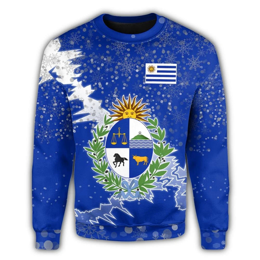 Uruguay Christmas Coat Of Arms Sweatshirt X Style8 RLT6 - Wonder Print Shop