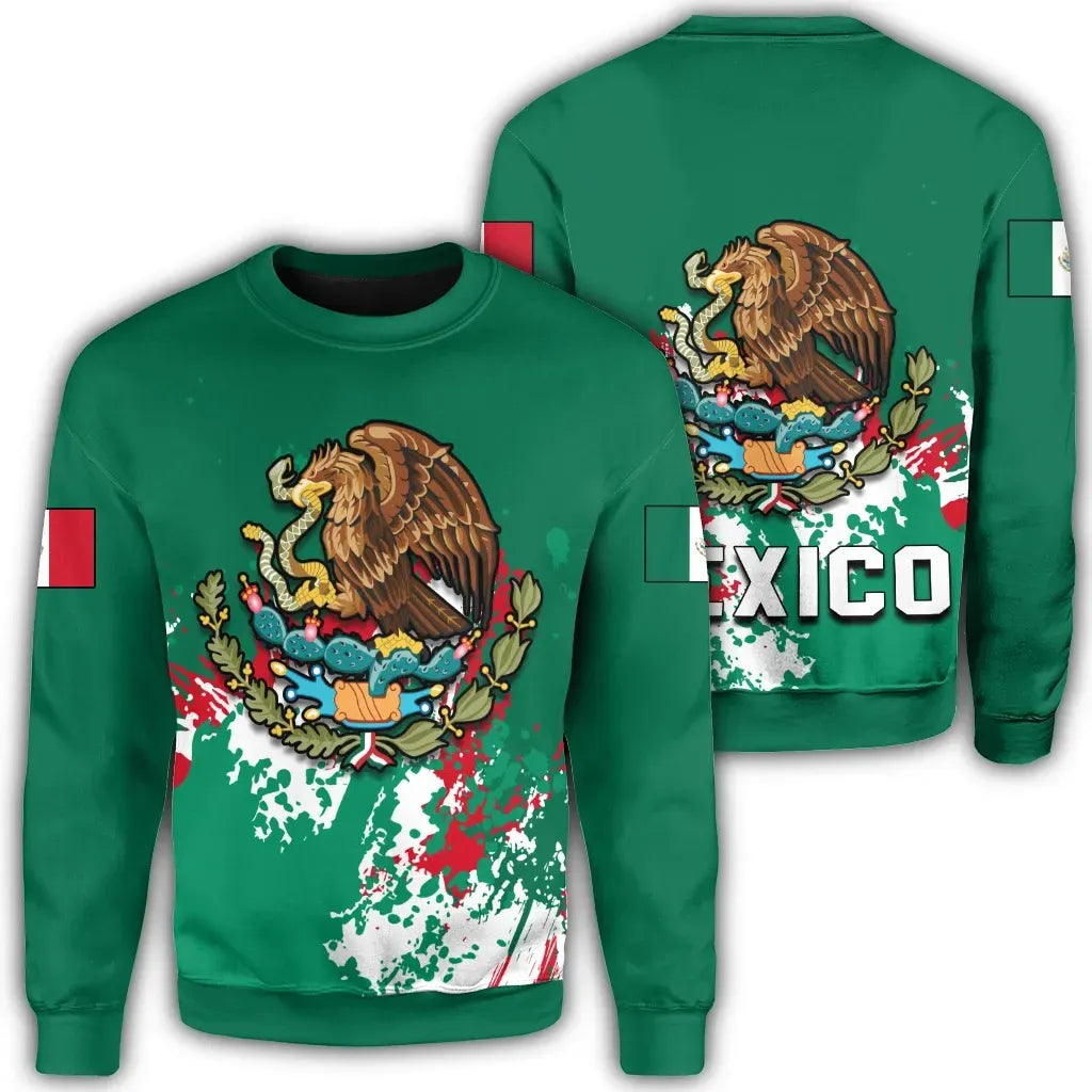 Mexico Coat Of Arms Sweatshirt Spaint Style RLT13 - Wonder Print Shop