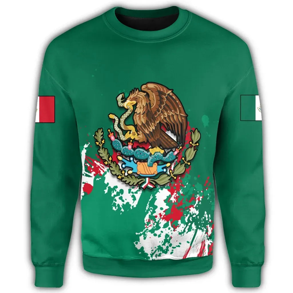Mexico Coat Of Arms Sweatshirt Spaint Style RLT13 - Wonder Print Shop
