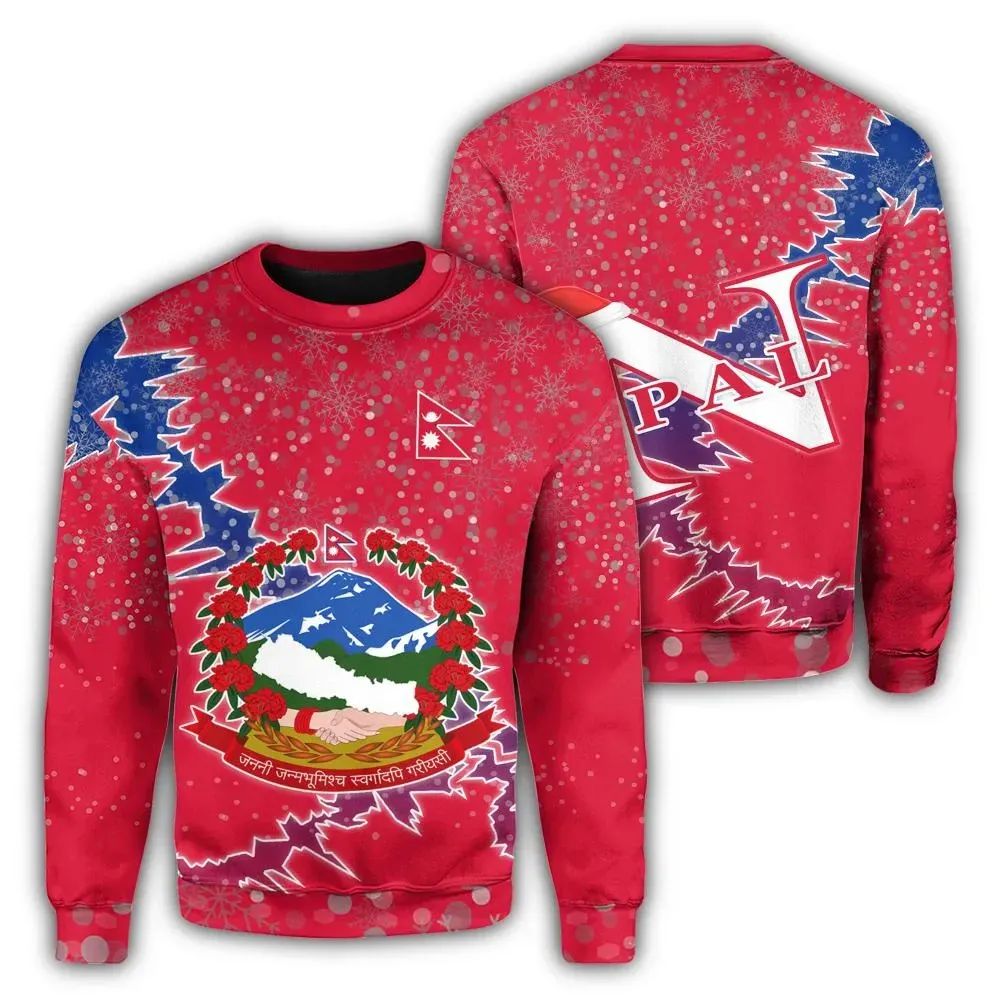 Nepal Christmas Coat Of Arms Sweatshirt X Style RLT7 - Wonder Print Shop