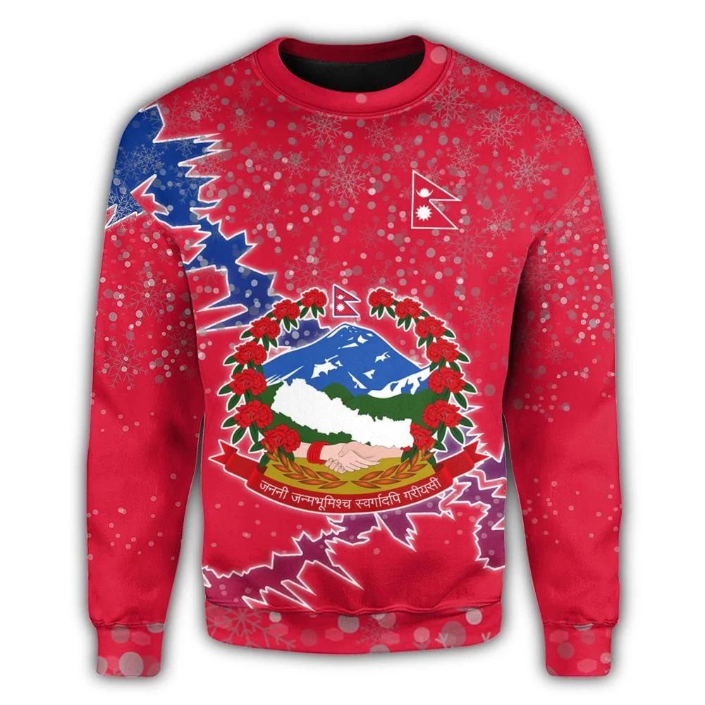 Nepal Christmas Coat Of Arms Sweatshirt X Style RLT7 - Wonder Print Shop