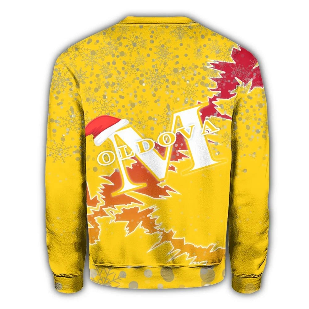 Moldova Christmas Coat Of Arms Sweatshirt X Style J78 RLT13 - Wonder Print Shop