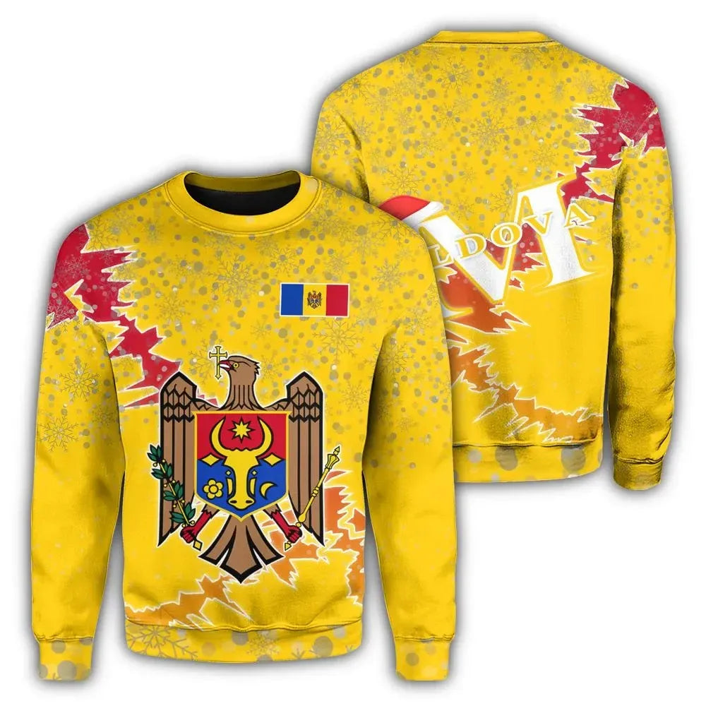 Moldova Christmas Coat Of Arms Sweatshirt X Style J78 RLT13 - Wonder Print Shop