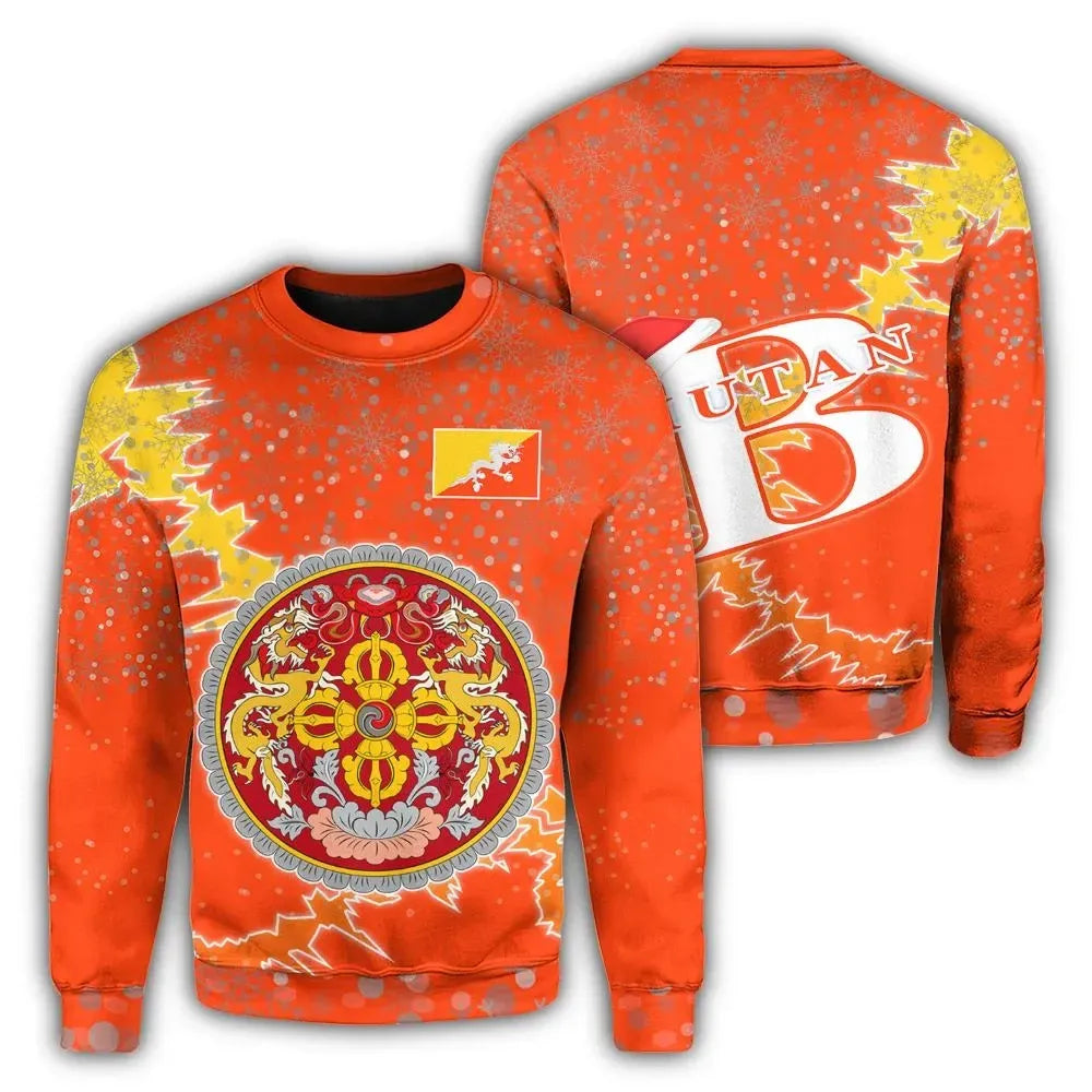 Bhutan Christmas Coat Of Arms Sweatshirt X Style RLT6 - Wonder Print Shop