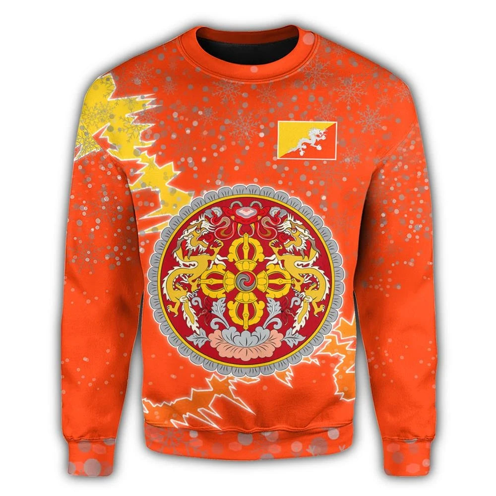Bhutan Christmas Coat Of Arms Sweatshirt X Style RLT6 - Wonder Print Shop
