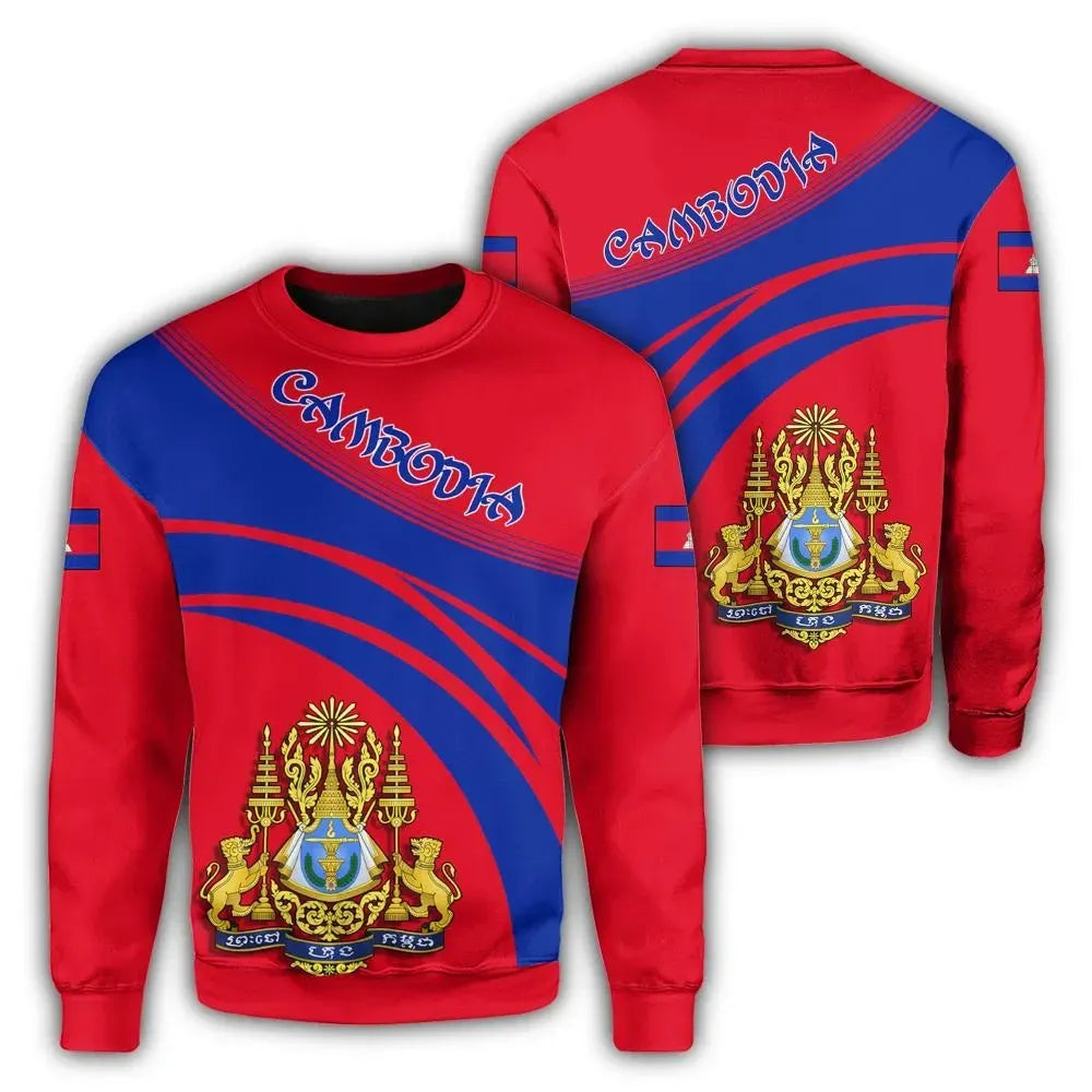 Cambodia Coat Of Arms Sweatshirt Cricket Style RLT7 - Wonder Print Shop
