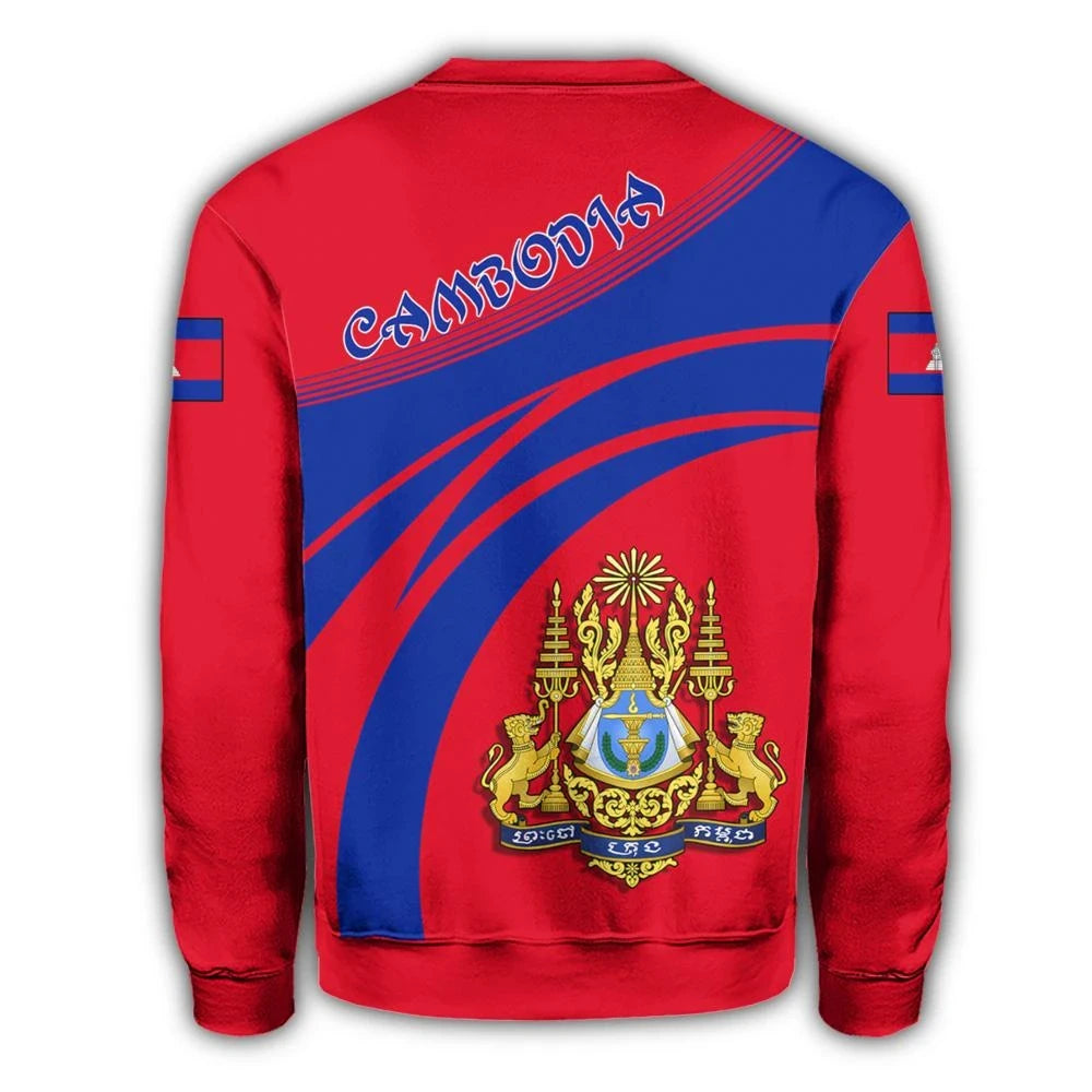 Cambodia Coat Of Arms Sweatshirt Cricket Style RLT7 - Wonder Print Shop