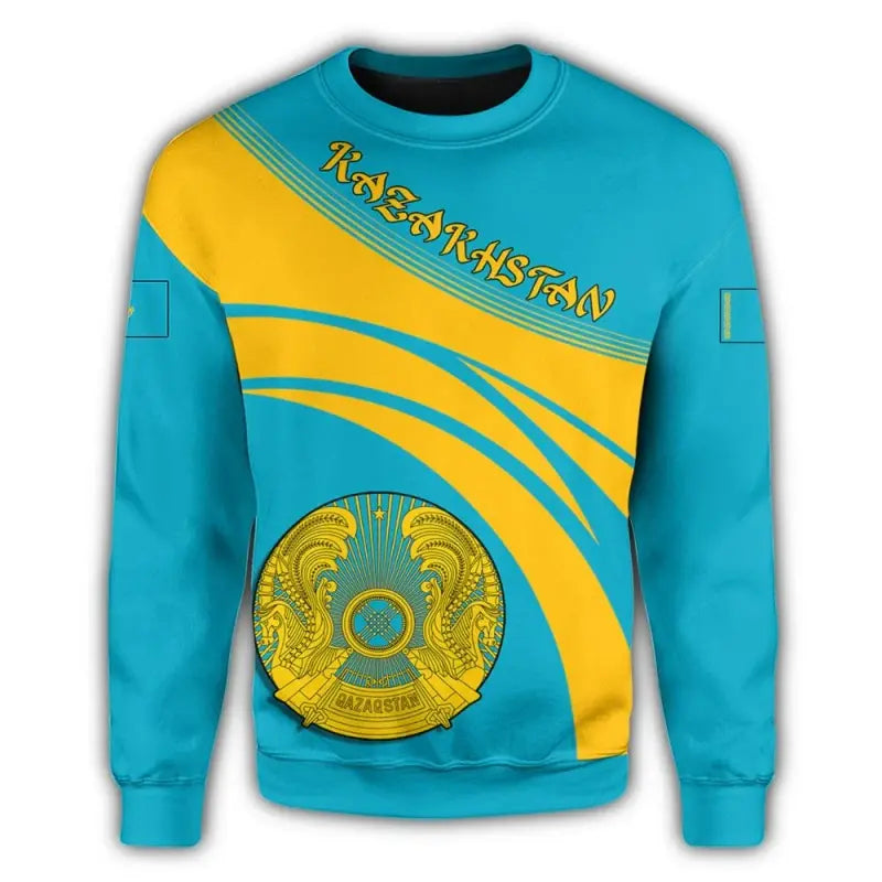 Kazakhstan Coat Of Arms Sweatshirt Cricket Style RLT8 - Wonder Print Shop