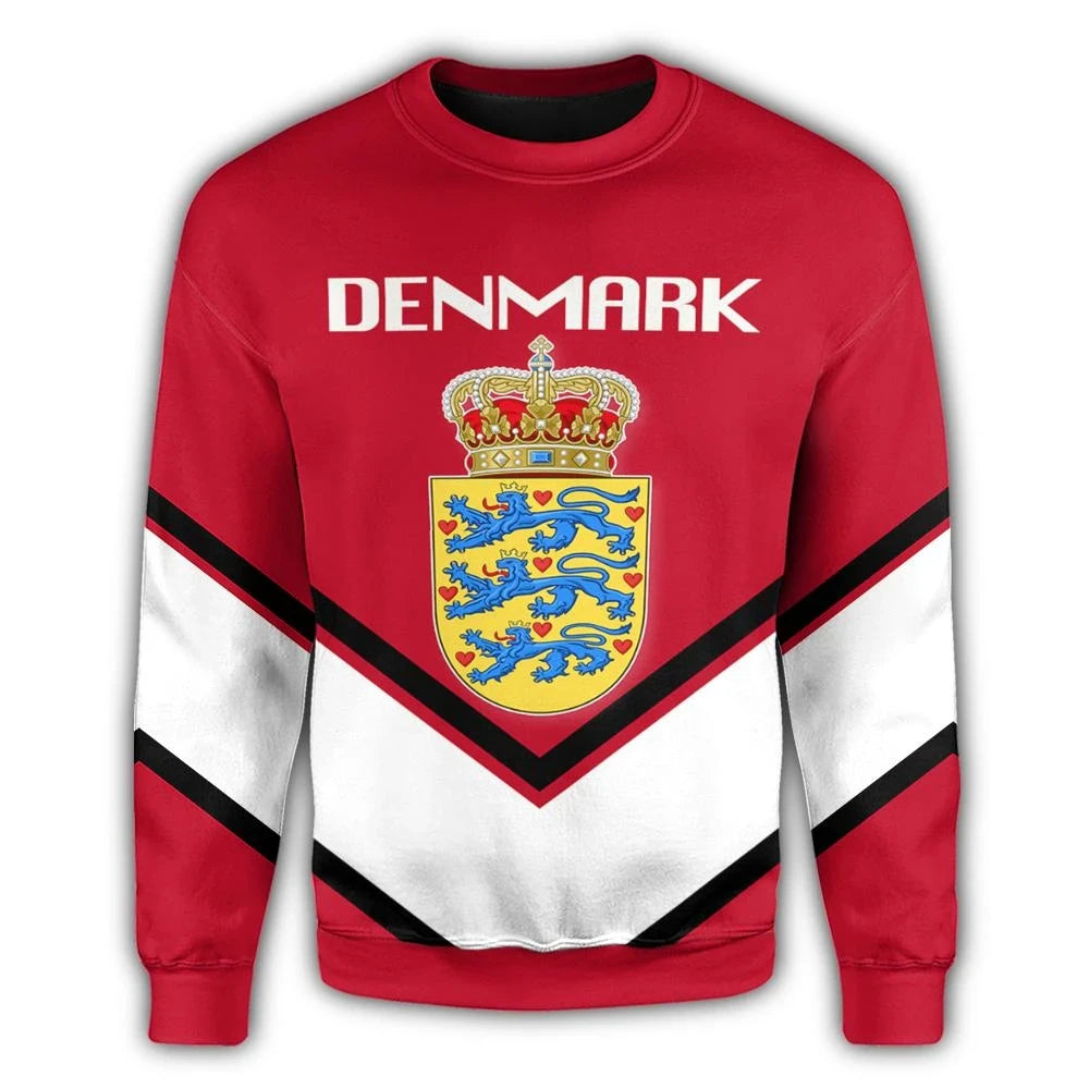 Denmark Coat Of Arms Sweatshirt Lucian Style RLT13 - Wonder Print Shop