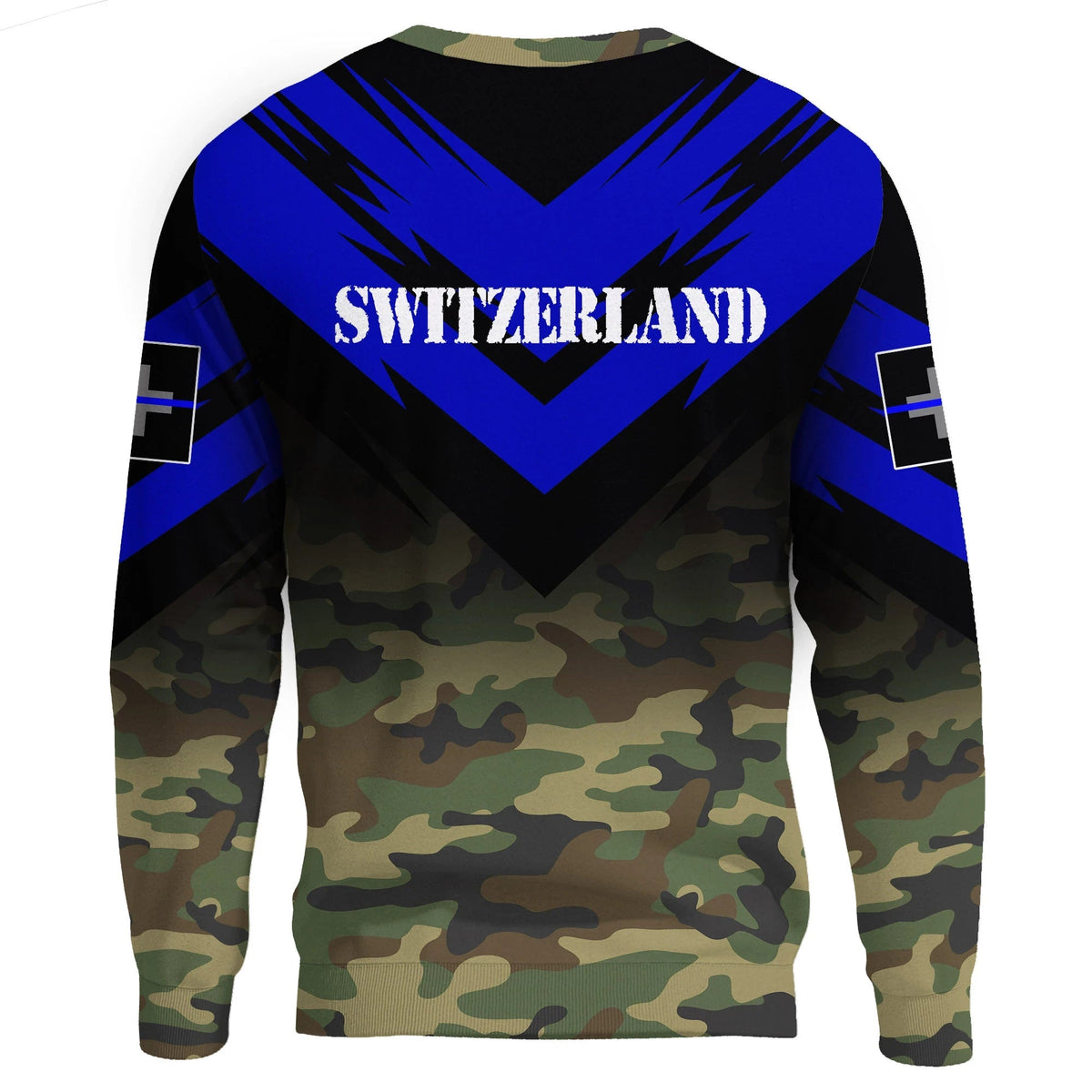 Switzerland Flag Sweatshirt Based Version Of The Thin Blue Line Symbol RLT13 - Wonder Print Shop