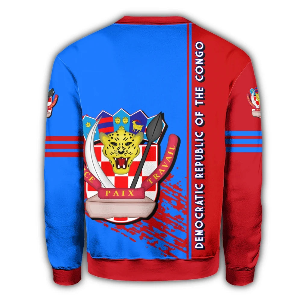Democratic Republic Of The Congo Coat Of Arms Sweatshirt Quarter Style RLT13 - Wonder Print Shop