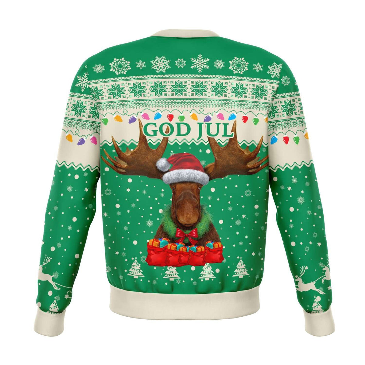 Sweden Christmas Sweatshirt Moose Green RLT7 - Wonder Print Shop