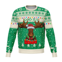 Sweden Christmas Sweatshirt Moose Green RLT7 - Wonder Print Shop