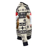 Switzerland Christmas Sweatshirt Swiss Cow Beige Navy RLT13 - Wonder Print Shop