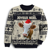 Switzerland Christmas Sweatshirt Swiss Cow Beige Navy RLT13 - Wonder Print Shop