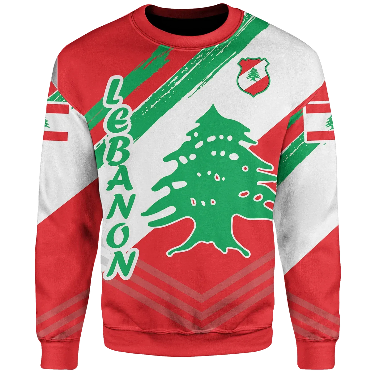Lebanon Sweatshirt - Lebanon Flag Polygon Style24 RLT6 - Wonder Print Shop