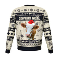 Switzerland Christmas Sweatshirt Swiss Cow Beige Navy RLT13 - Wonder Print Shop