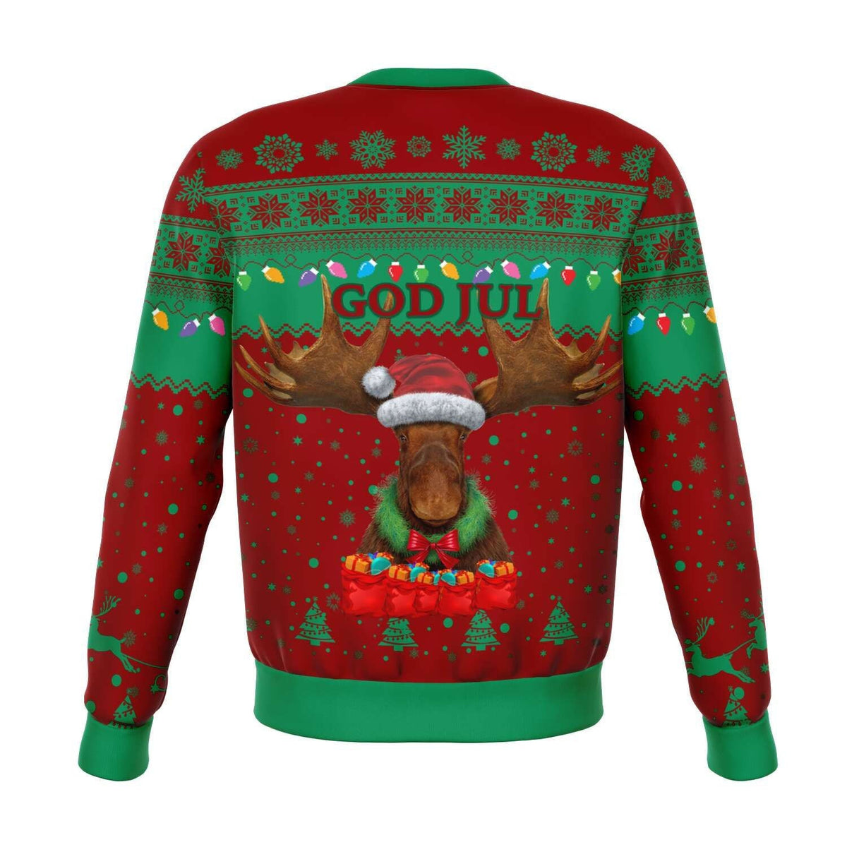 Sweden Christmas Sweatshirt Moose Red Green RLT7 - Wonder Print Shop