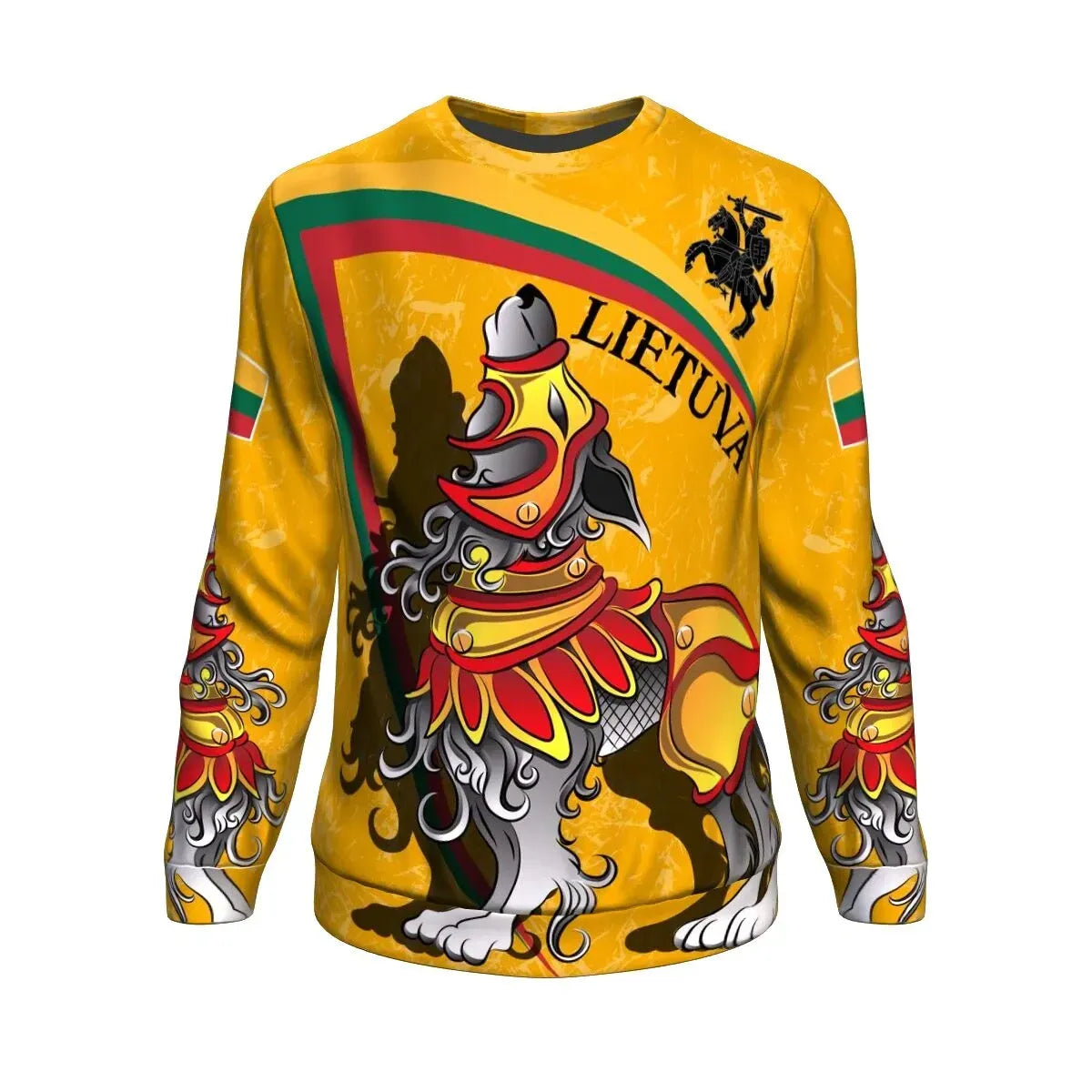(Lietuva) Lithuania Sweatshirt - Lithuanian Iron Wolf Yellow RLT6 - Wonder Print Shop
