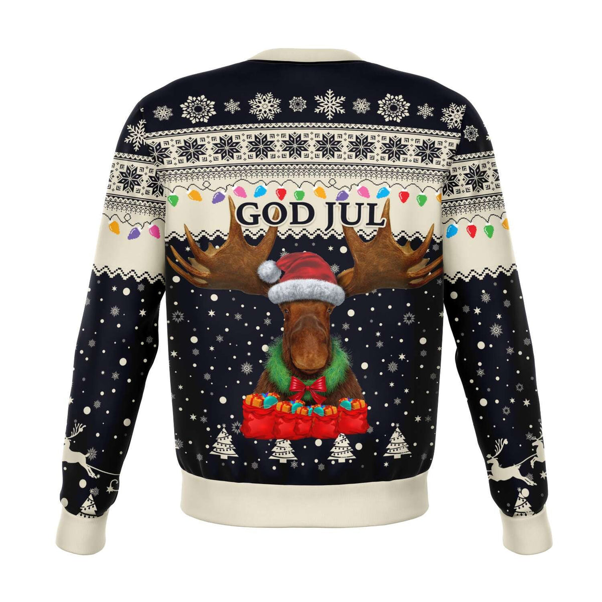 Sweden Christmas Sweatshirt Moose Navy RLT7 - Wonder Print Shop