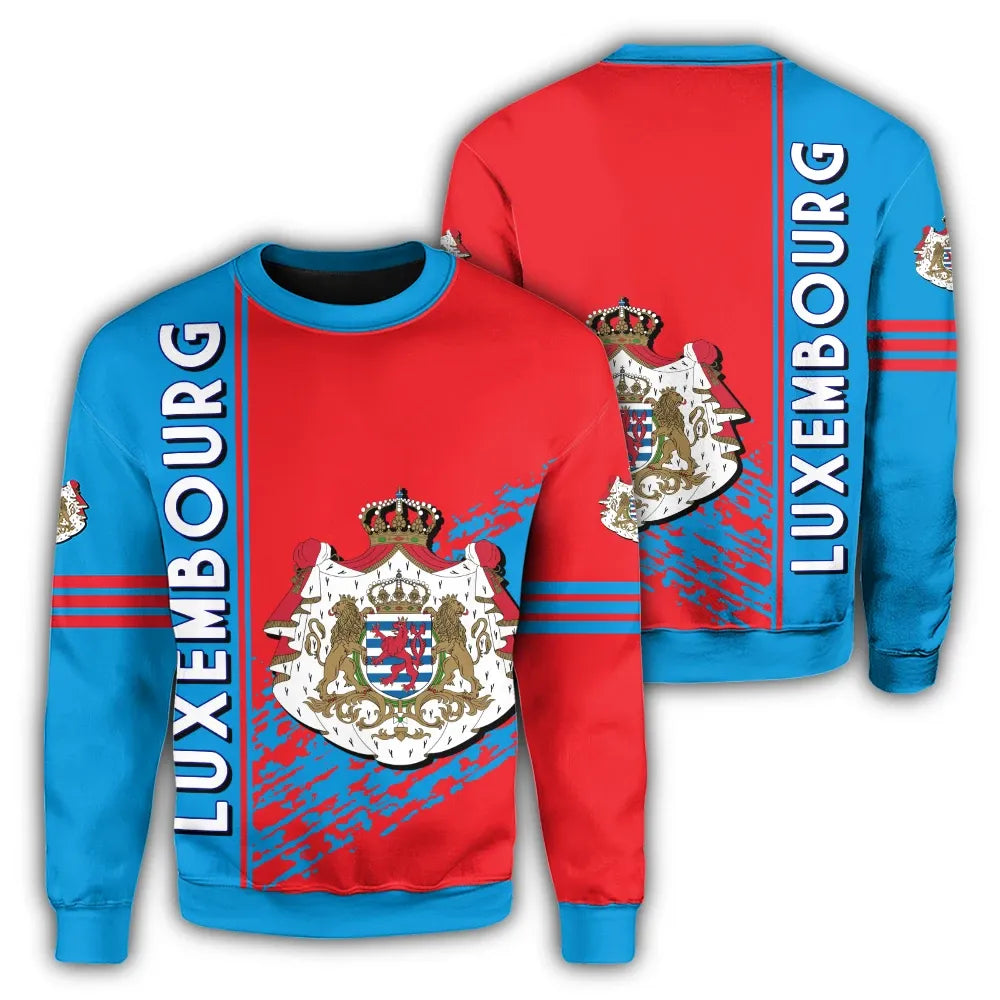 Luxembourg Coat Of Arms Sweatshirt Quarter Style RLT6 - Wonder Print Shop