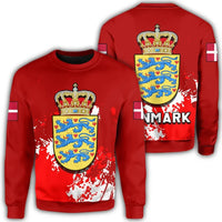 Denmark Coat Of Arms Sweatshirt Spaint Style RLT13 - Wonder Print Shop