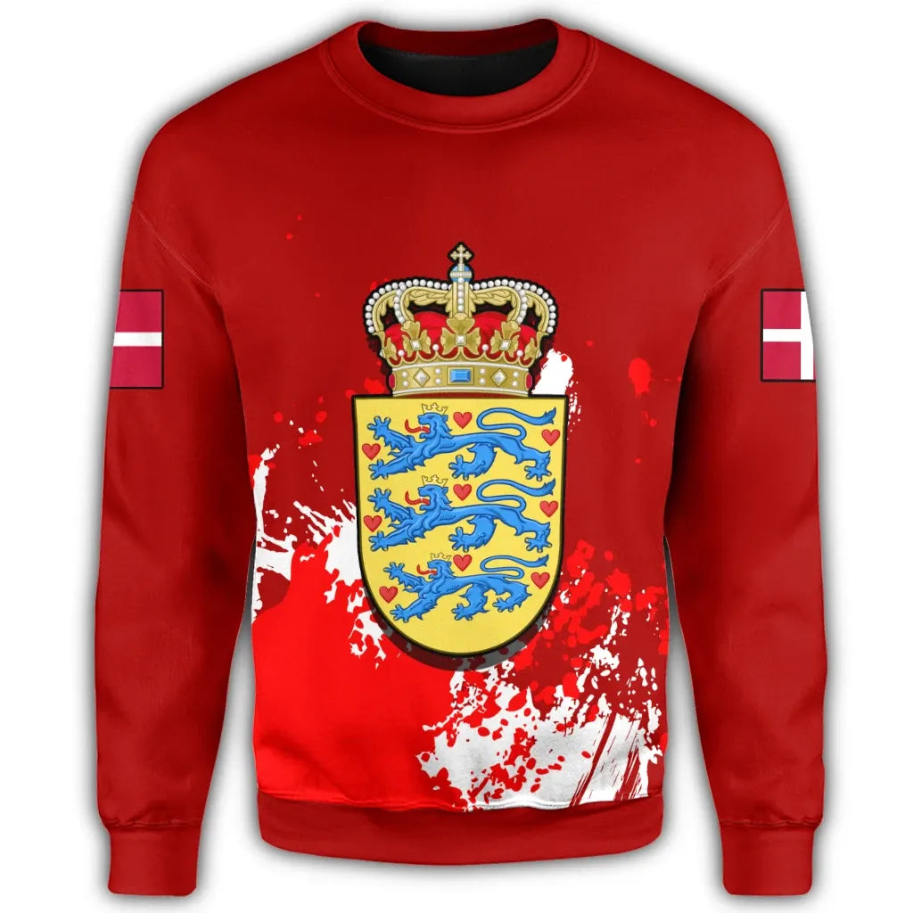 Denmark Coat Of Arms Sweatshirt Spaint Style RLT13 - Wonder Print Shop