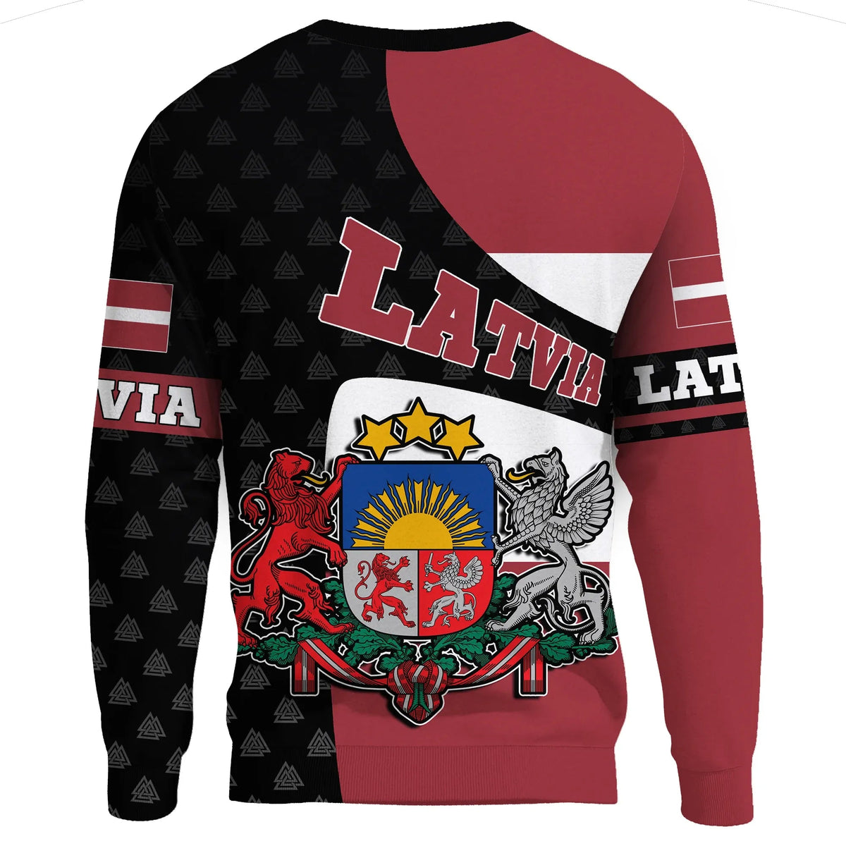 Latvia Sweatshirt - Flag and Valknut Symbols RLT6 - Wonder Print Shop