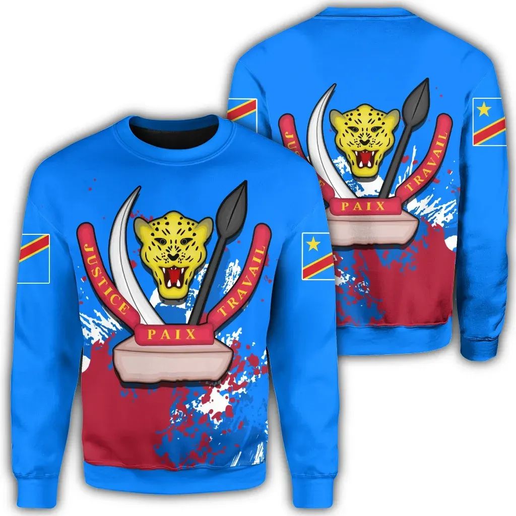 Democratic Reppublic Of Congo Coat Of Arms Sweatshirt Spaint Style RLT13 - Wonder Print Shop