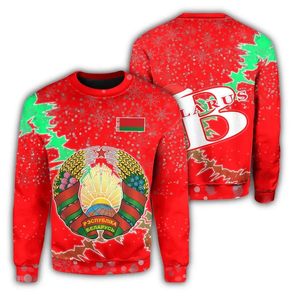Belarus Christmas Coat Of Arms Sweatshirt X Style RLT6 - Wonder Print Shop