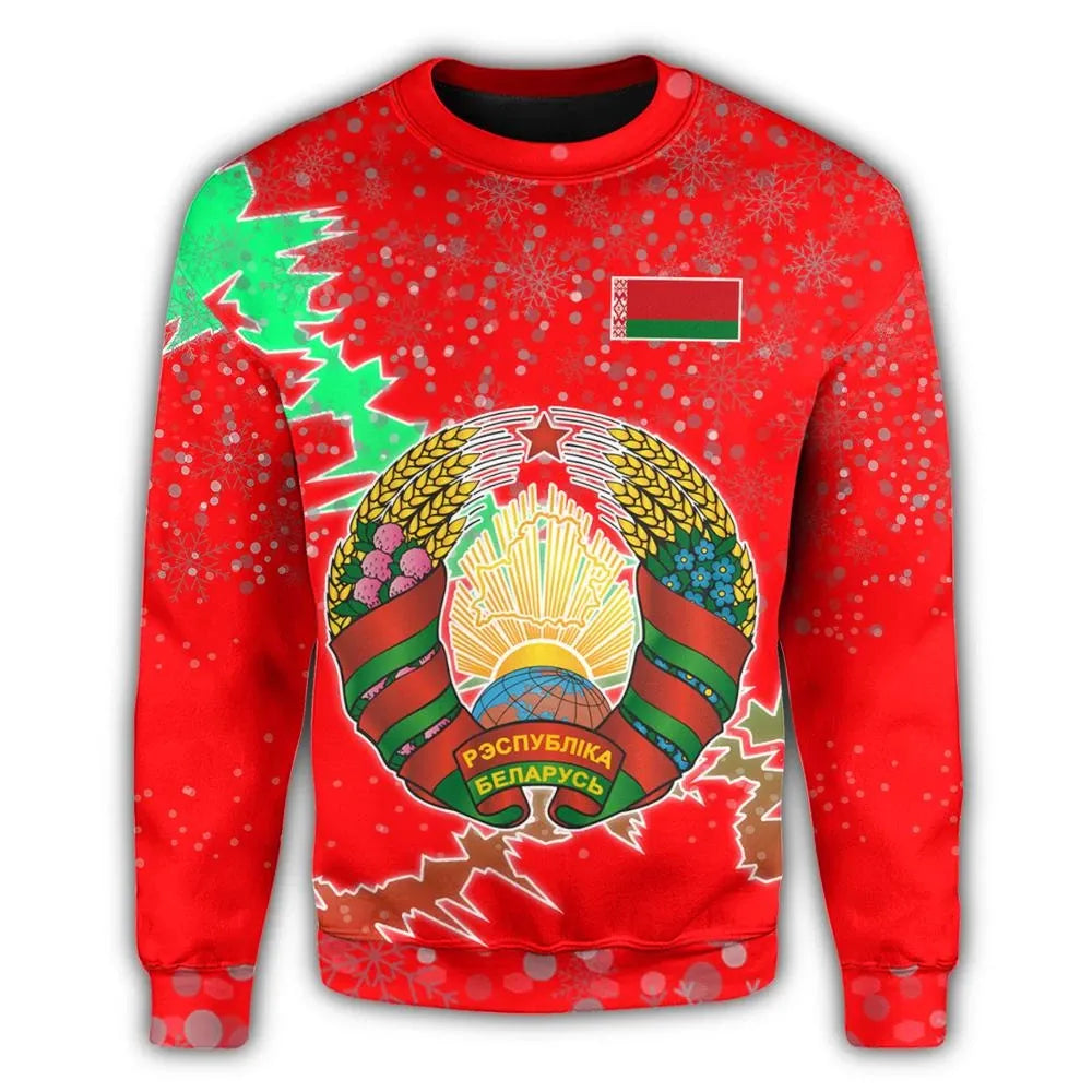 Belarus Christmas Coat Of Arms Sweatshirt X Style RLT6 - Wonder Print Shop