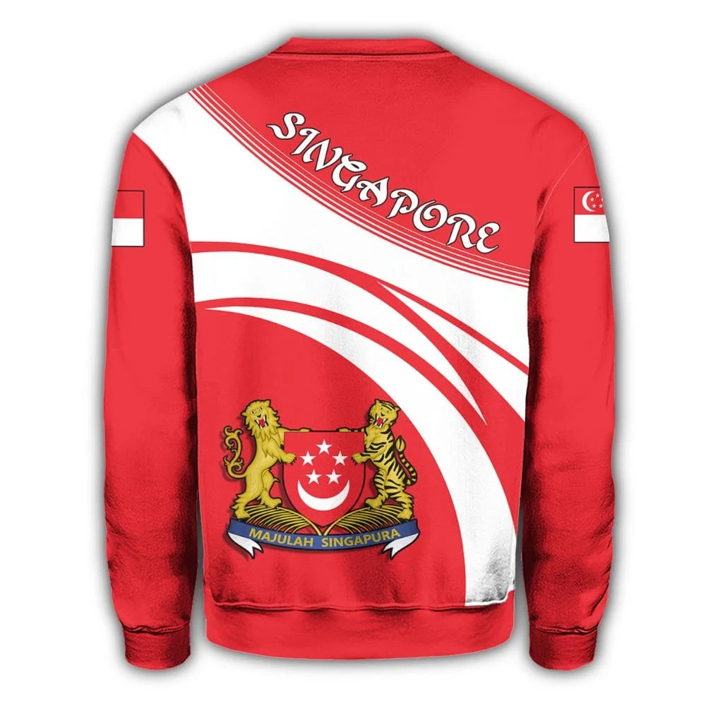 Singapore Coat Of Arms Sweatshirt Cricket Style RLT13 - Wonder Print Shop