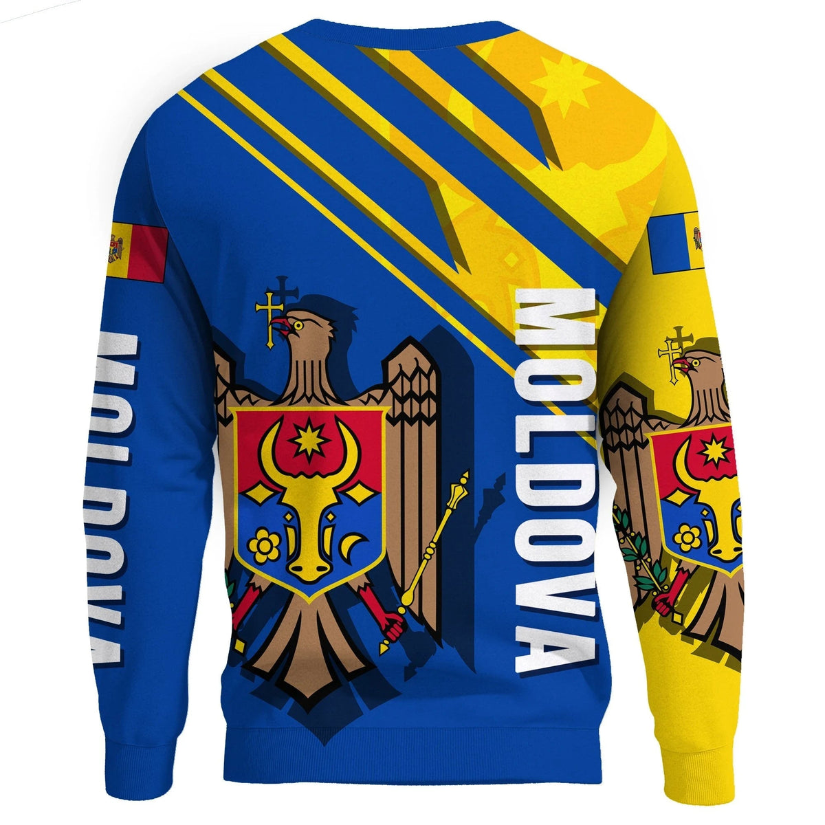 Wonder Print Shop Moldova Sweatshirt, Flag and Coat Of Arms A22 RLT13 - Wonder Print Shop