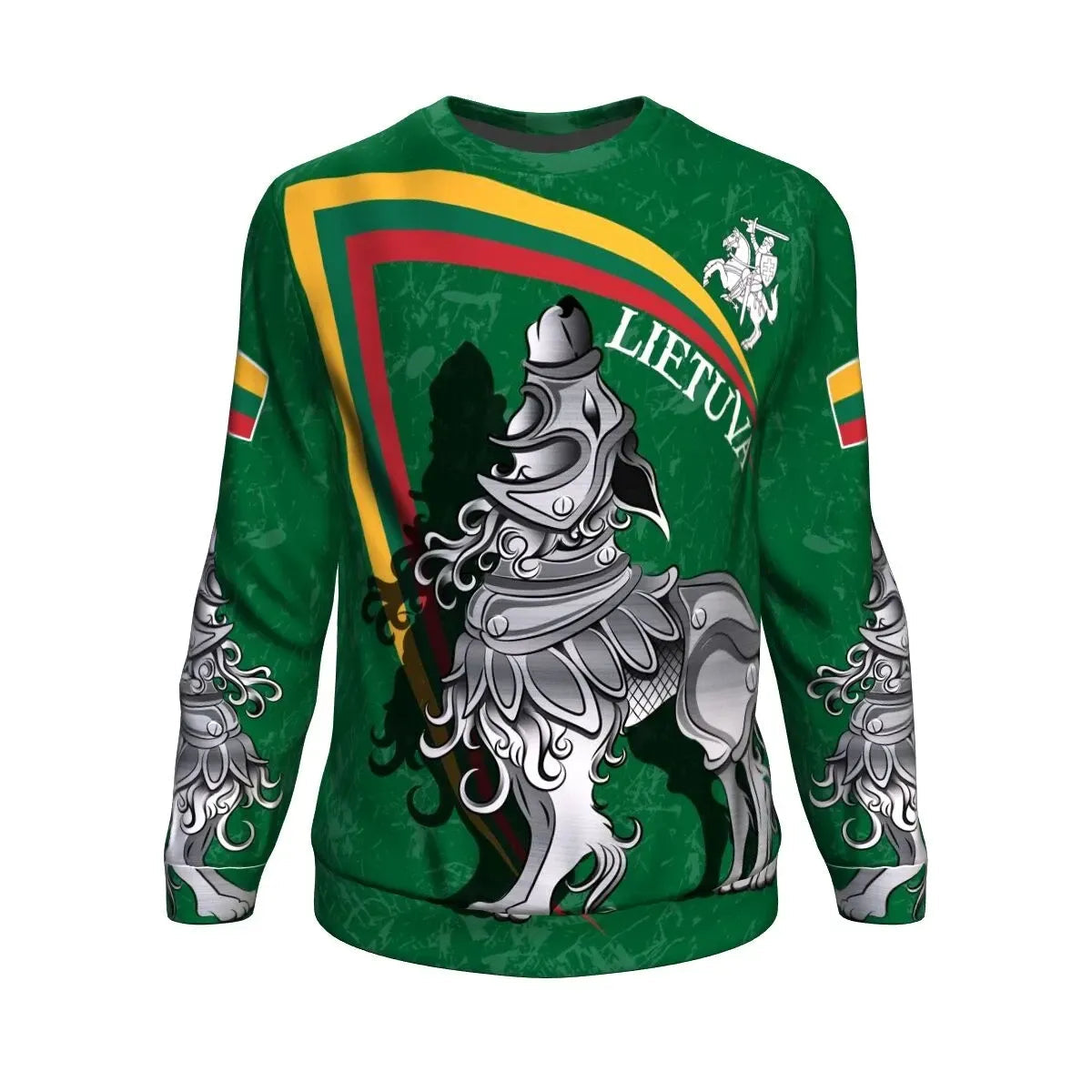 (Lietuva) Lithuania Sweatshirt - Lithuanian Iron Wolf Green RLT6 - Wonder Print Shop