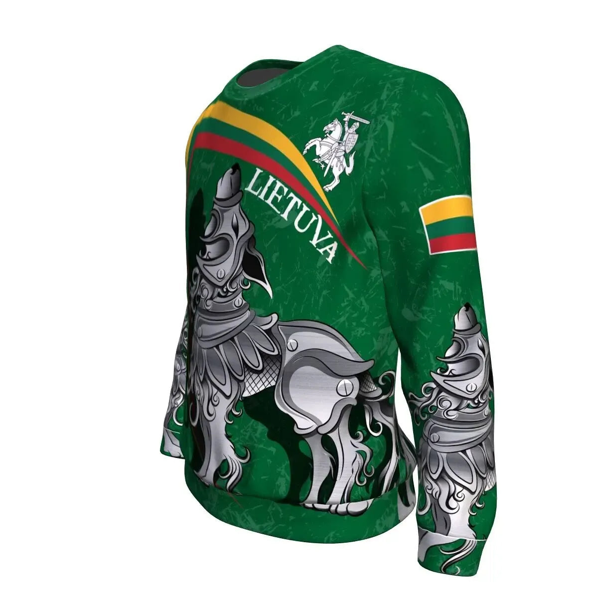 (Lietuva) Lithuania Sweatshirt - Lithuanian Iron Wolf Green RLT6 - Wonder Print Shop