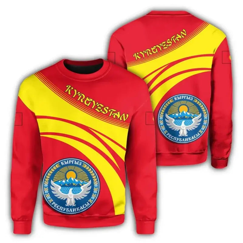 Kyrgyzstan Coat Of Arms Sweatshirt Cricket Style RLT8 - Wonder Print Shop