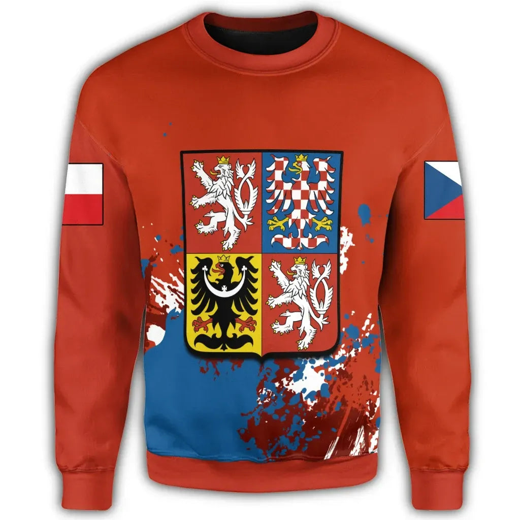 Czech Republic Coat Ofrms Sweatshirt Spaint Style RLT13 - Wonder Print Shop