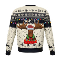 Sweden Christmas Sweatshirt Moose Beige Navy RLT7 - Wonder Print Shop