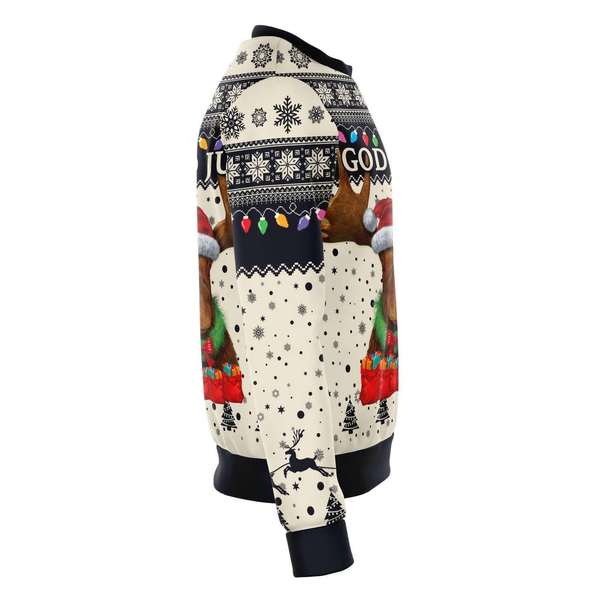 Sweden Christmas Sweatshirt Moose Beige Navy RLT7 - Wonder Print Shop