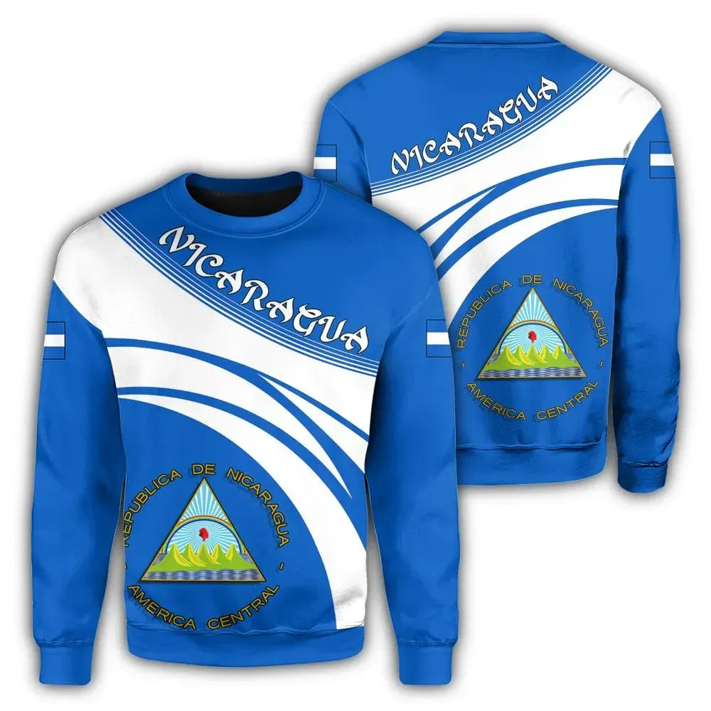 Nicaragua Coat Of Arms Sweatshirt Cricket Style RLT8 - Wonder Print Shop