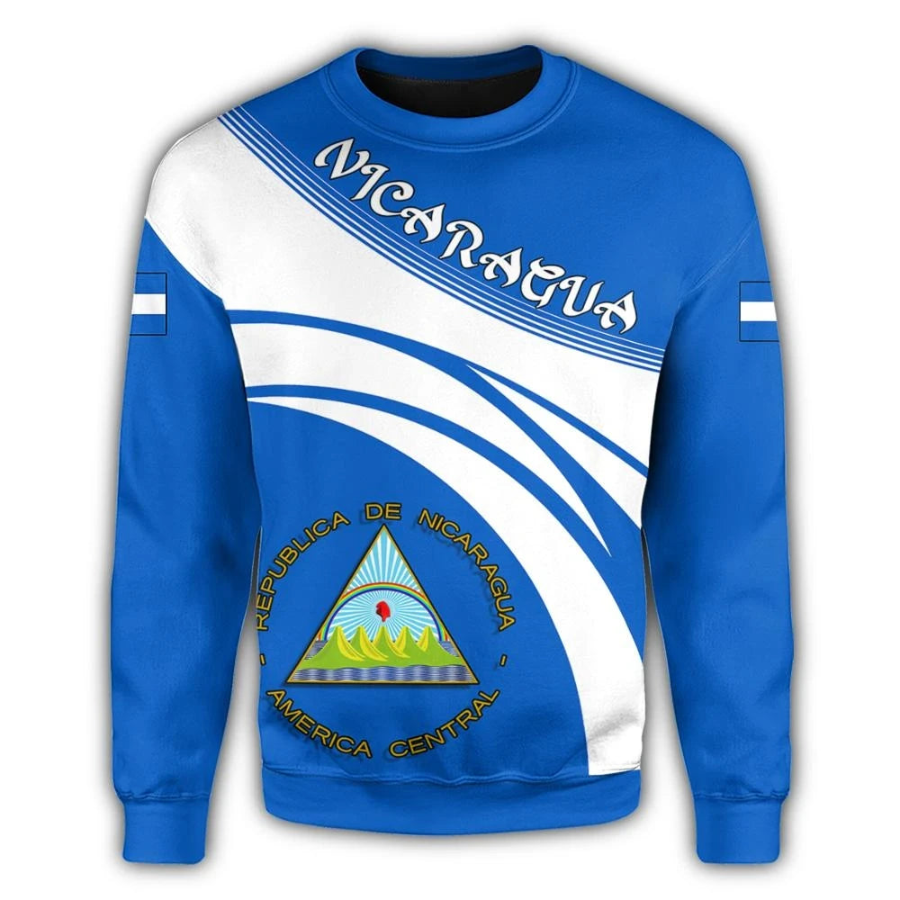 Nicaragua Coat Of Arms Sweatshirt Cricket Style RLT8 - Wonder Print Shop