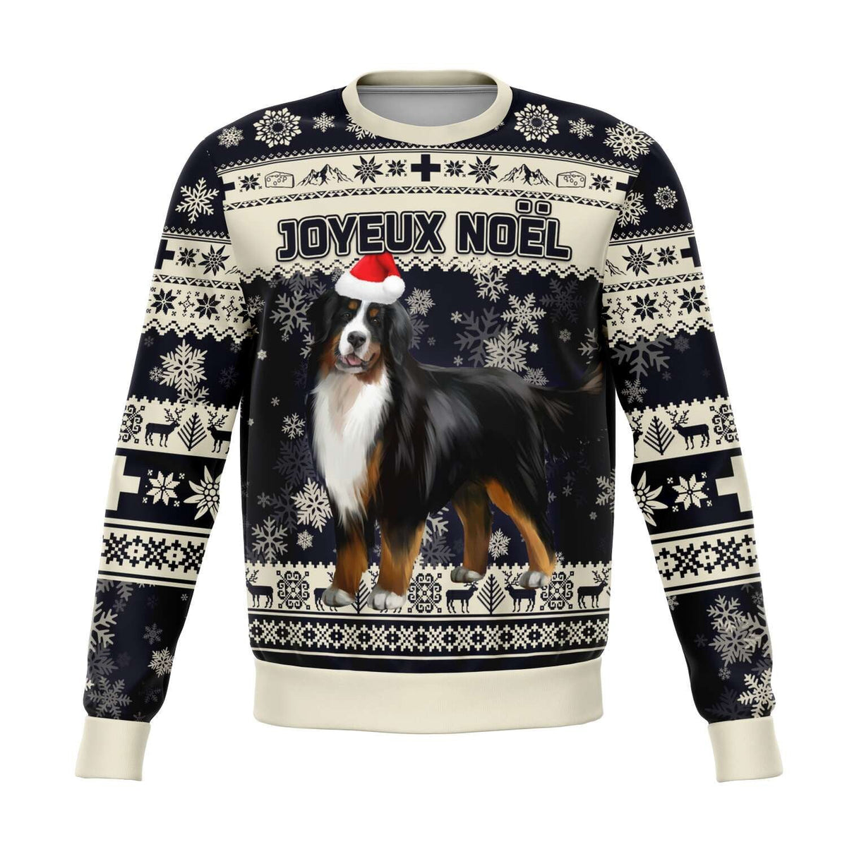 Switzerland Christmas Sweatshirt Bernese Mountain Dog Unique Navy RLT13 - Wonder Print Shop